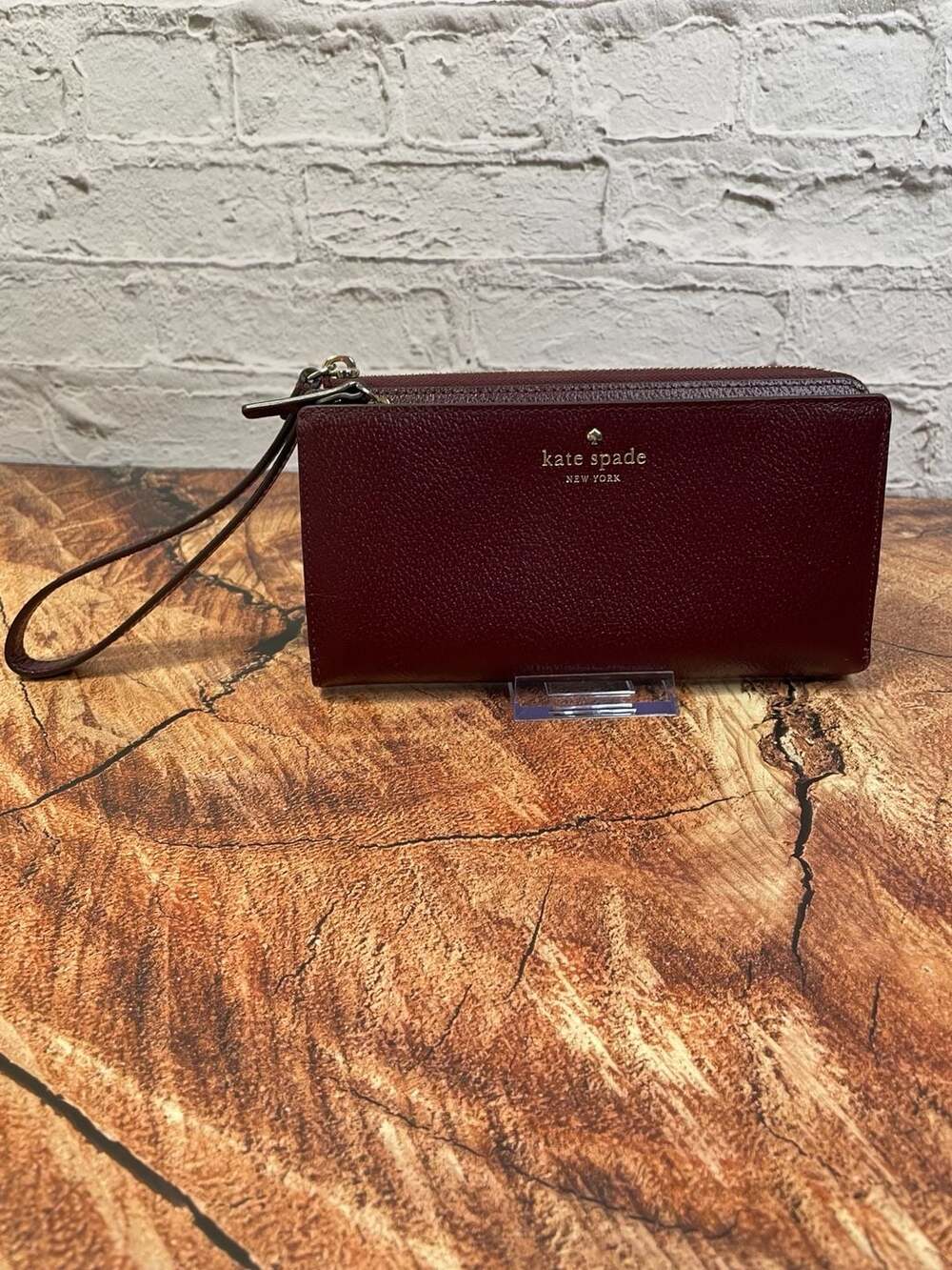 Kate Spade New York Staci Double Zip Wristlet Wallet Burgundy